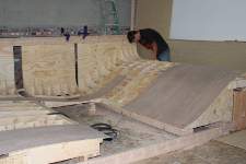 Strakes of 1/8 inch thick wood have to be spiled together for a tight fit in subsequent layers
